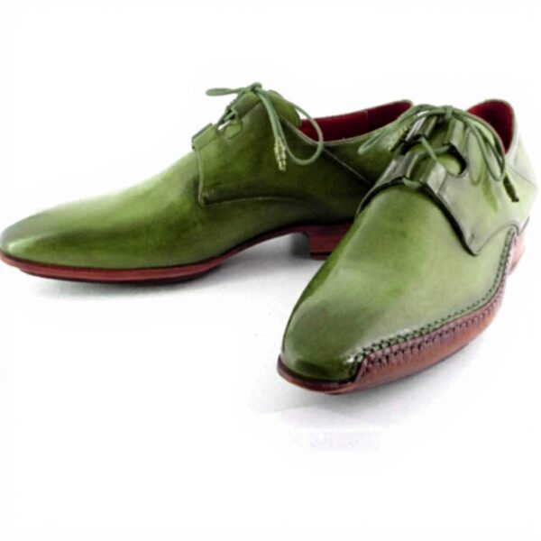 Paul Parkman Richelieu Homme Vert Cuir Véritable Lacets