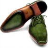 Paul Parkman Richelieu Homme Vert Cuir Véritable Lacets
