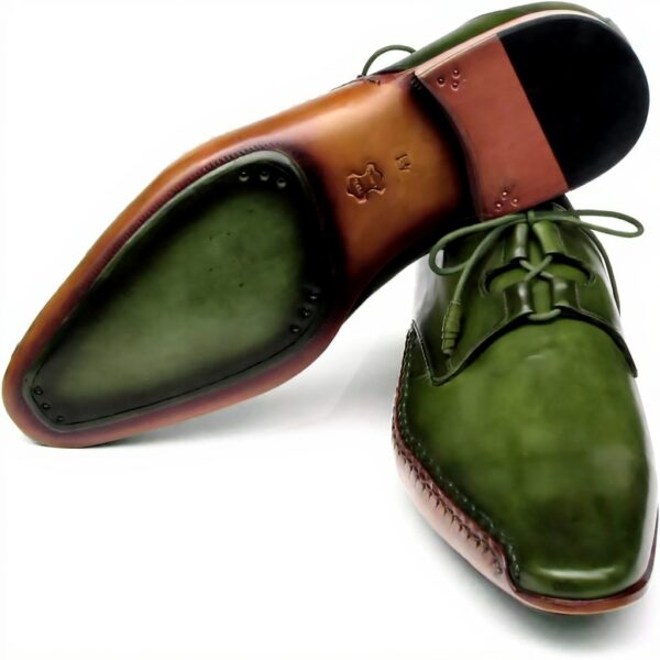 Paul Parkman Richelieu Homme Vert Cuir Véritable Lacets