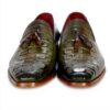 Paul Parkman Mocassins cuir veau gaufré crocodile vert homme