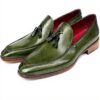 Mocassins Paul Parkman homme cuir peint pompons vert