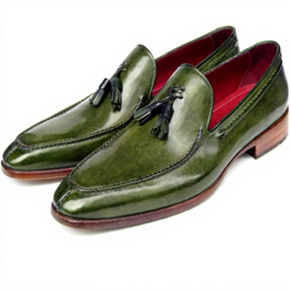 Mocassins Paul Parkman homme cuir peint pompons vert