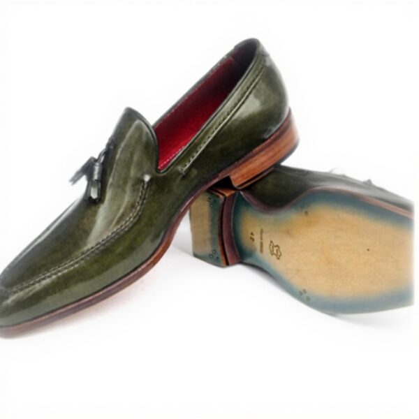 Mocassins Paul Parkman homme cuir peint pompons vert