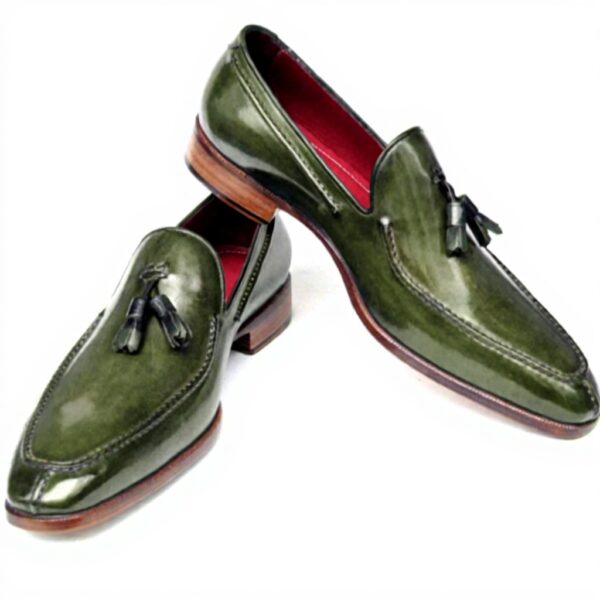 Mocassins Paul Parkman homme cuir peint pompons vert