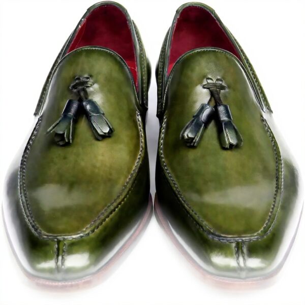 Mocassins Paul Parkman homme cuir peint pompons vert