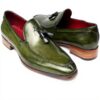 Mocassins Paul Parkman homme cuir peint pompons vert