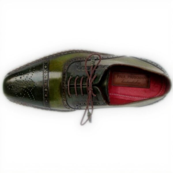 Paul Parkman Oxford Captoe Homme Vert Cuir Veau Main