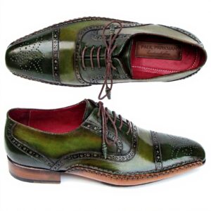 Paul Parkman Oxford Captoe Homme Vert Cuir Veau Main