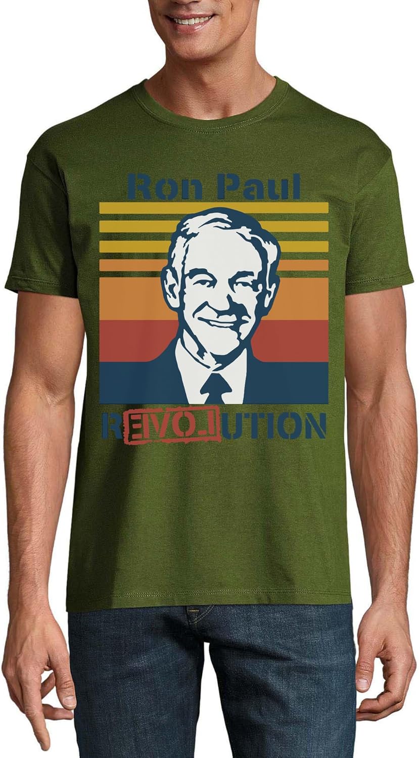 T-shirt Ron Paul Revolution Libertarien Coton Vert Homme porté lors d'une sortie décontractée